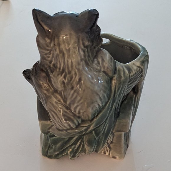 McCoy Vintage Ceramic Cat Planter / Vase Blue/Grey - Picture 3 of 6